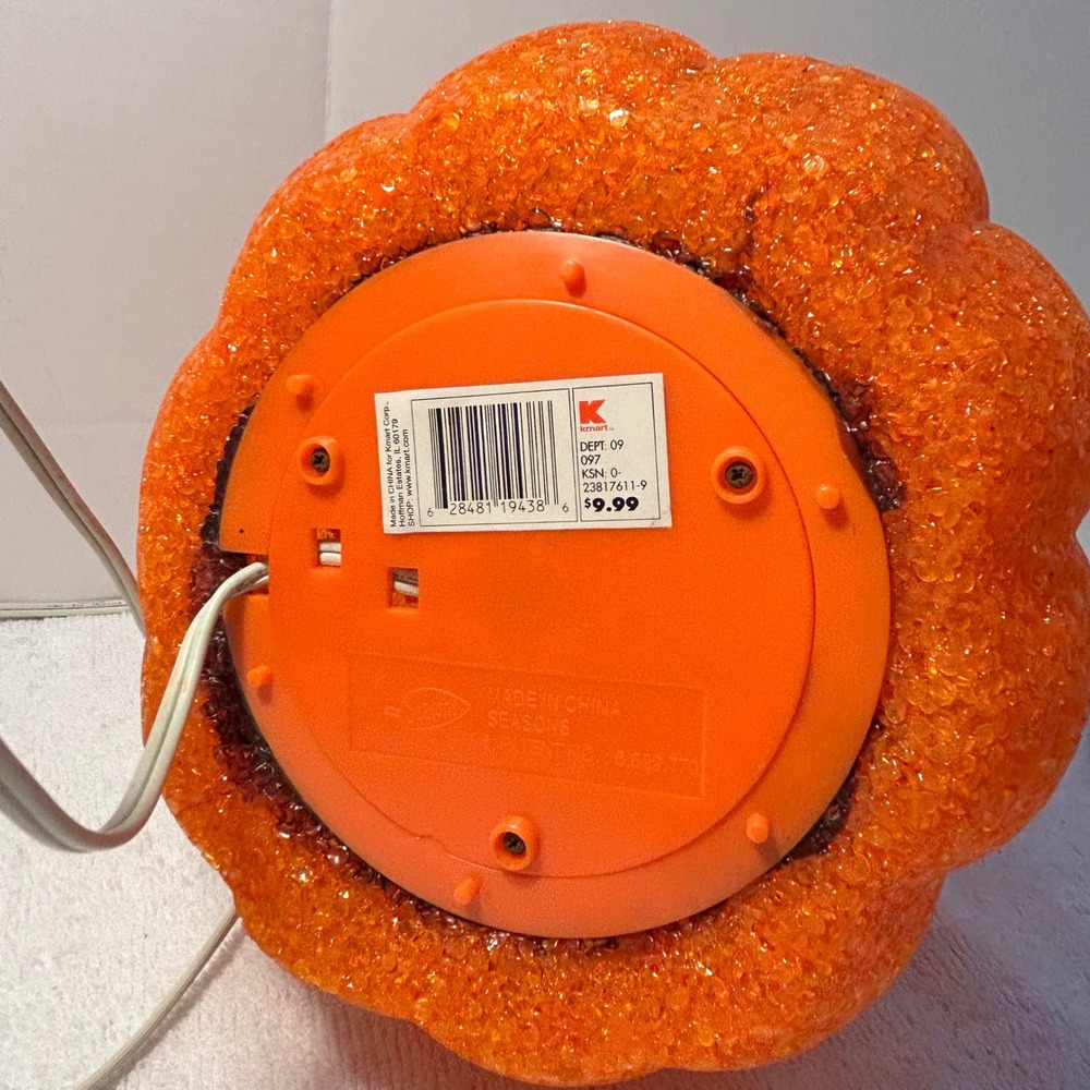 Vintage Kmart Halloween Melted Plastic Popcorn Pumpkin Jack-O-Lantern Light 12" - Picture 8 of 10